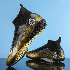 Boy's High Top Turf Football Boots Anti-Skid Lace Up TF Soccer