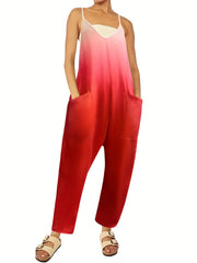 Gradient Cami Jumpsuit with Patched Pockets for Women