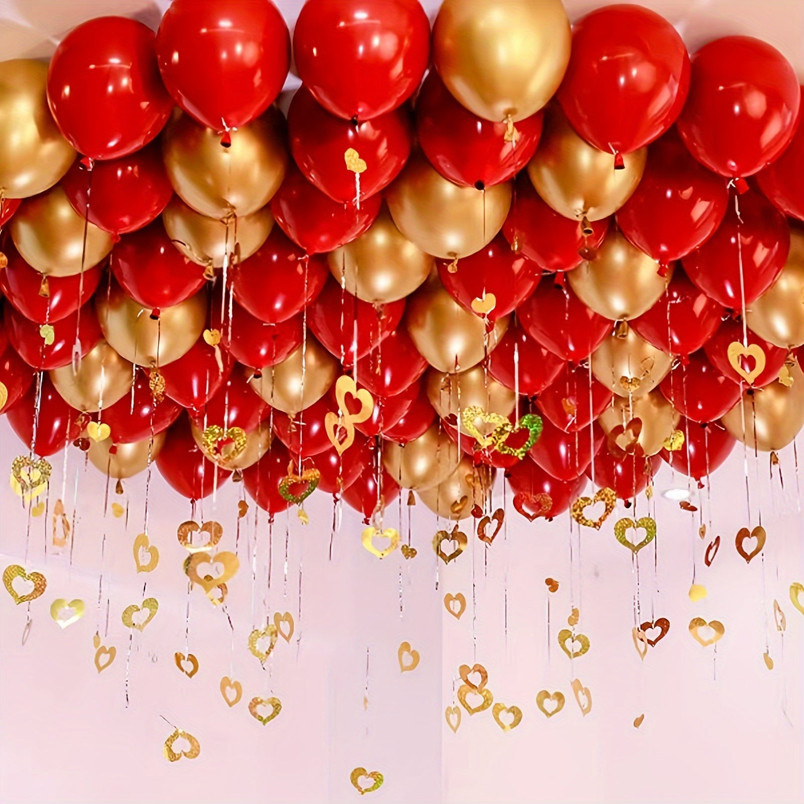 20pcs Red Golden Confetti Balloon Set For Party Decoration