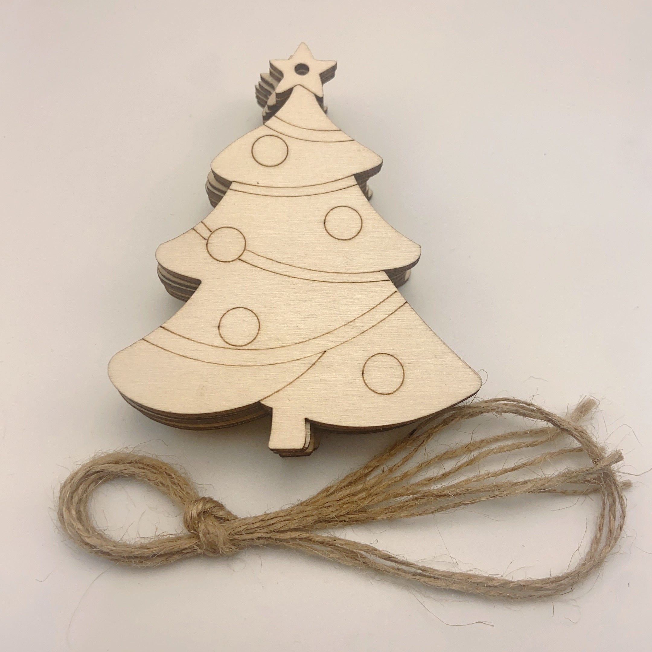 10pcs Christmas Tree Decoration DIY Wood Chips Blank Pendant