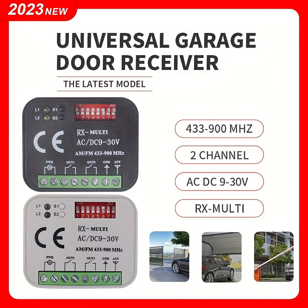 Universal Garage Door Remote Control Receiver 2 CH 433 868 MHz Transmitter RX