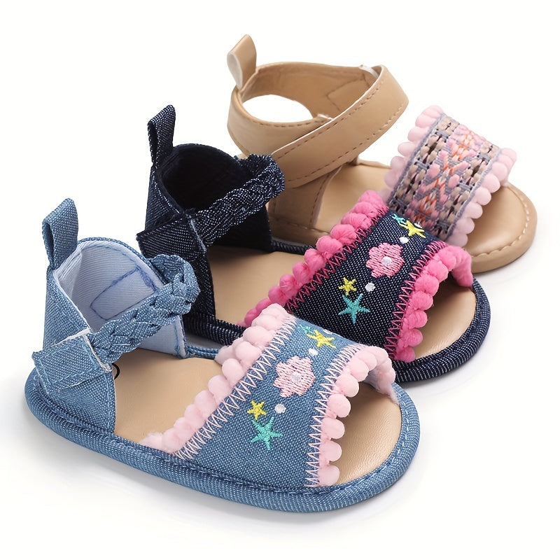 Baby Girls Open Toe Sandals Lightweight Breathable Anti Slip Sandals