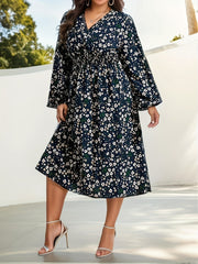 Ditsy Floral Lantern Sleeve Maxi Dress