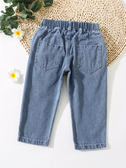 Toddler Girls Heart Graphic Casual Denim Pants Trousers