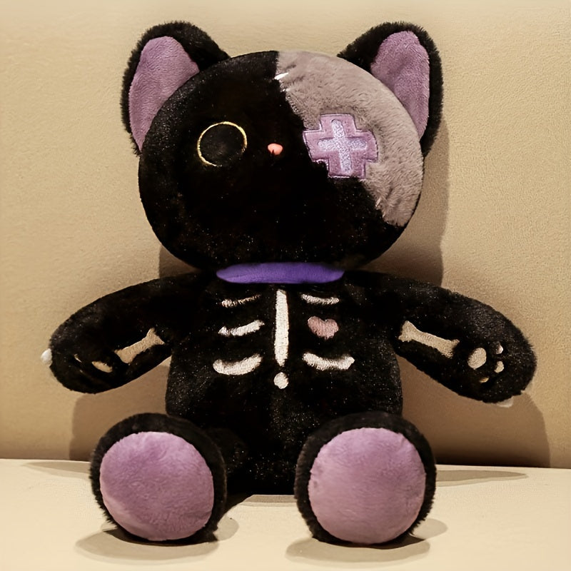 15" Skeleton Cat Plush Toys 2 Colors Halloween Stuffed Animals