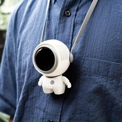 Cartoon Astronaut Neck Fans USB Rechargeable Handheld Hanging Fan