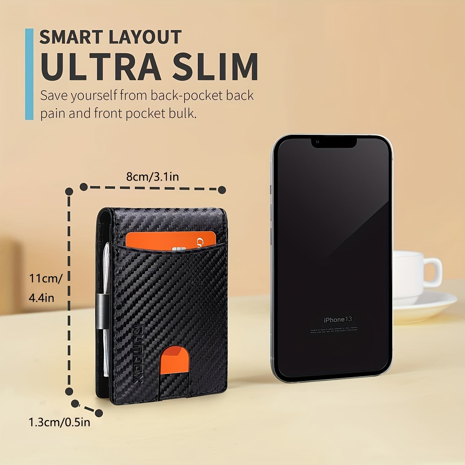 RFID Men's Carbon Fiber Wallet Anti Theft Shielding