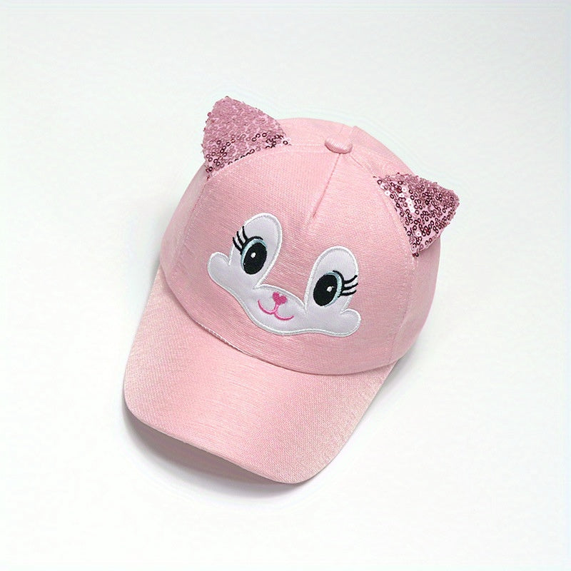 Girls Cat Sequin Eyes Baseball Cap Lightweight Sun Hat