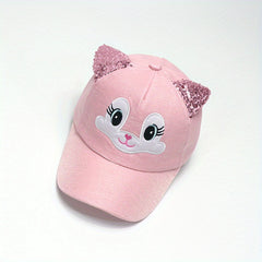 Girls Cat Sequin Eyes Baseball Cap Lightweight Sun Hat
