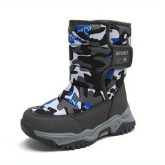 Boys Camo Comfort Snow Boots Soft Warm Plus Fleece Outdoor Walking Hiking