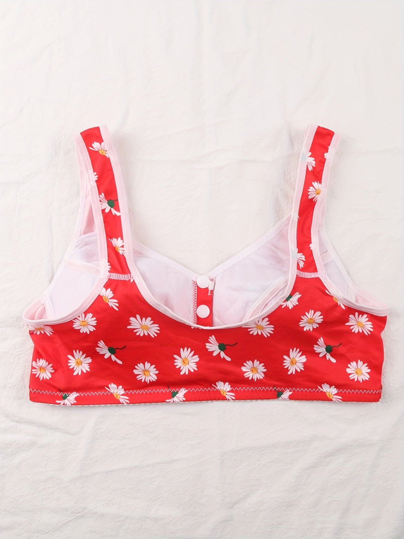 4pcs Floral Print Wireless Bras Front Buckle Push Up Bra Women's Lingerie
