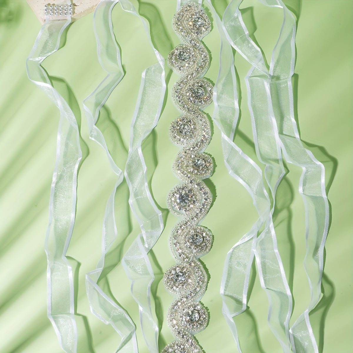 Rhinestone Mesh Ribbon Belt Bridal Wedding Belt
