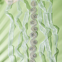 Rhinestone Mesh Ribbon Belt Bridal Wedding Belt
