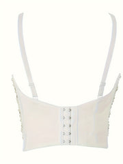 Rhinestone Decor Cami Corset Push Up Tummy Control Slimmer Body Shaper