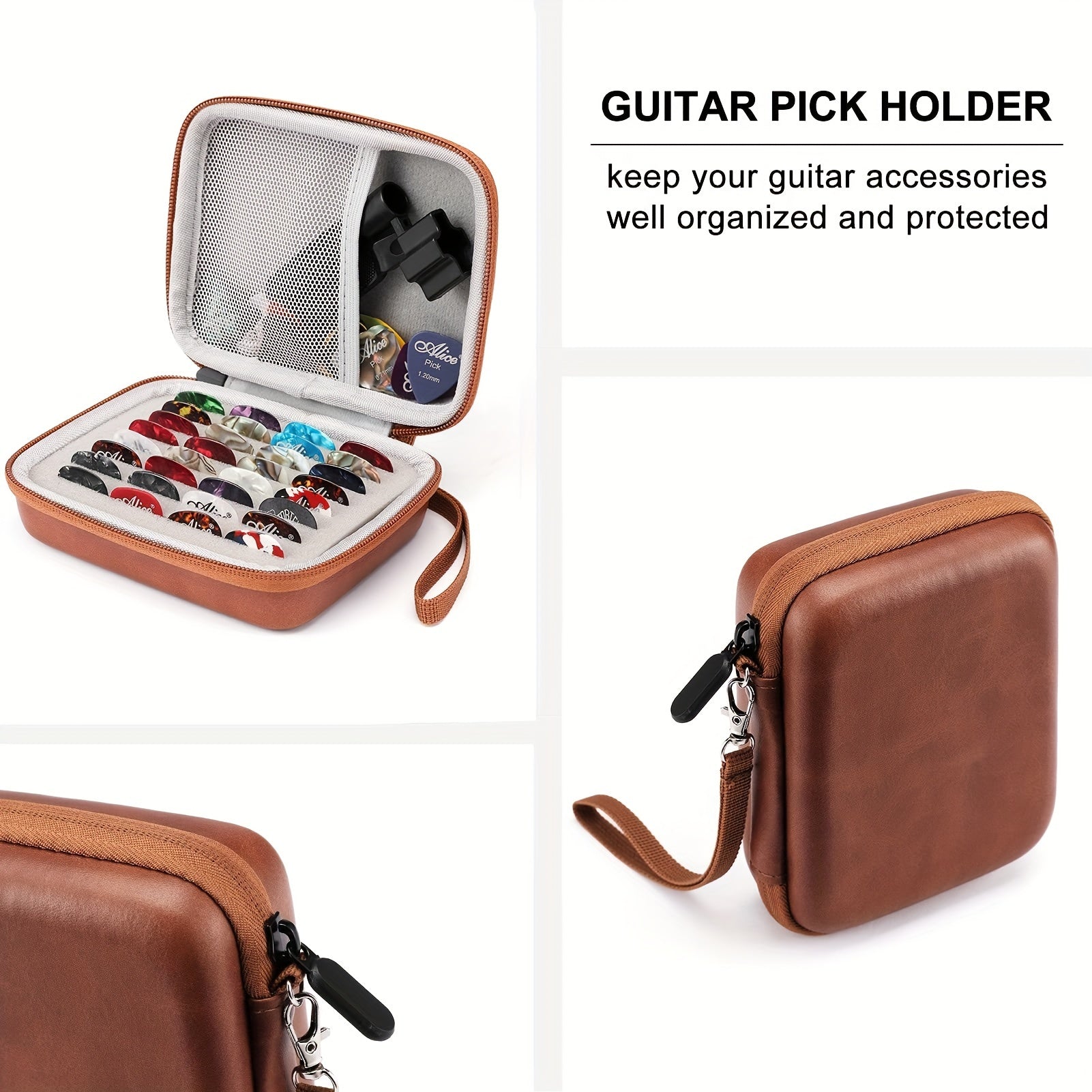 Guitar Pick Holder Faux Leather Storage Box Christmas Gift Music Party