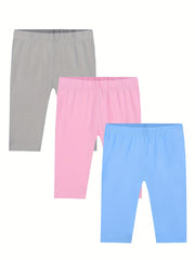 3pcs Girls Casual Elastic Waist Shorts Summer Spring