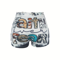 Letter Print Skinny Shorts Casual Shorts