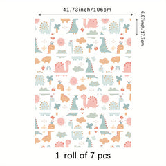 7pcs Cartoon Animal Pattern Zoo Stair Stickers Dinosaur Drawer Stickers
