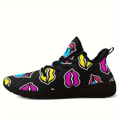 Women's Lip Graphic Lace-up Athletic Running Shoes
