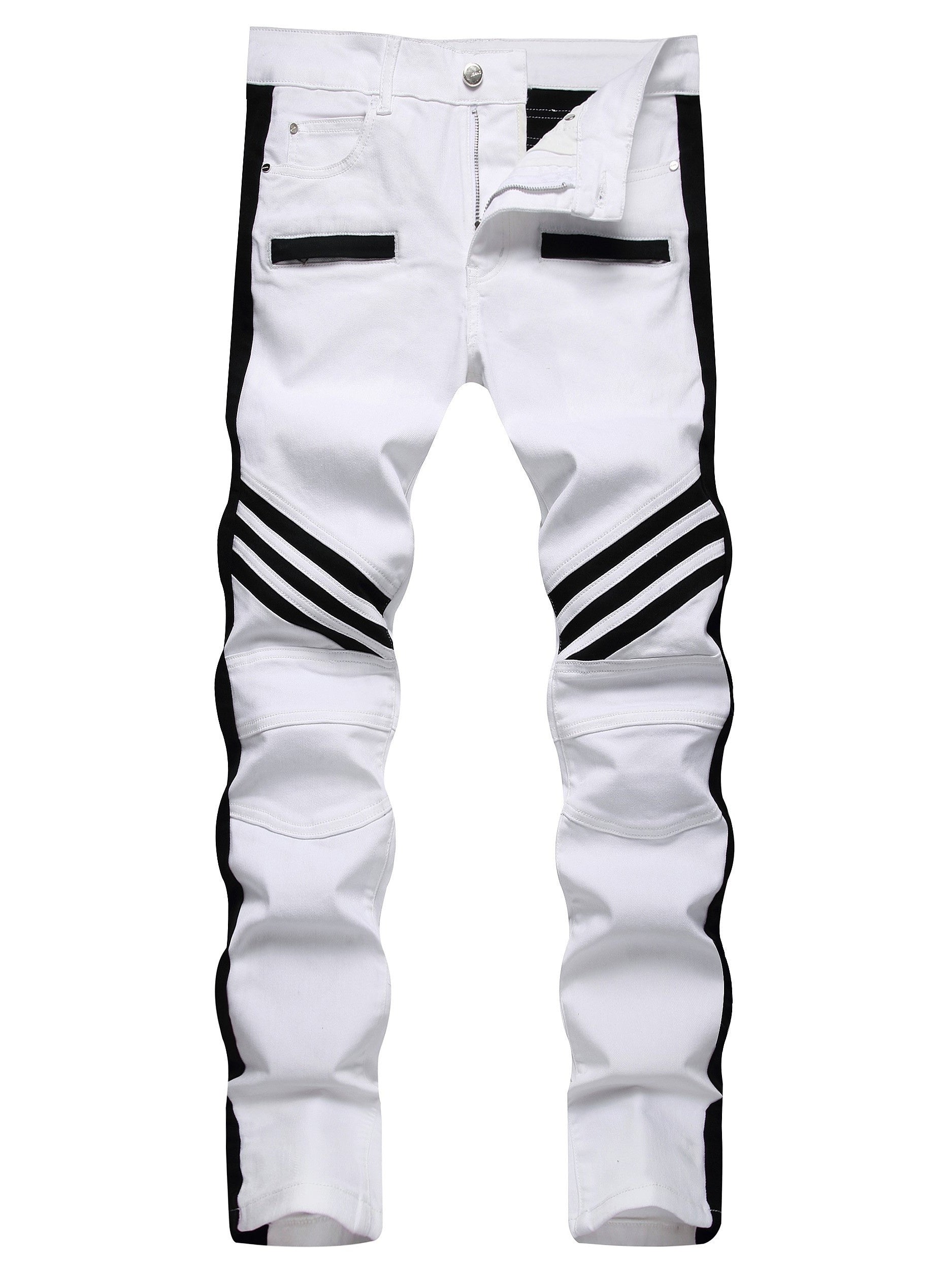 Boys Striped Skinny Slim Fit Denim Jeans Washed Pants Kids Clothing