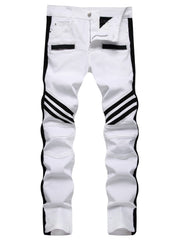 Boys Striped Skinny Slim Fit Denim Jeans Washed Pants Kids Clothing