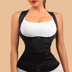 Tummy Control Sweat Sauna Corset Tank Top Waist Training Zipper Sports Top