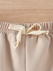 2pcs Footprint Elastic Waist Girls Shorts Set