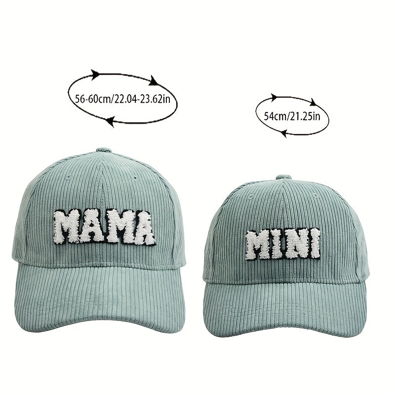 Parent Child Corduroy Baseball Cap Mama Mini Hat Embroidery