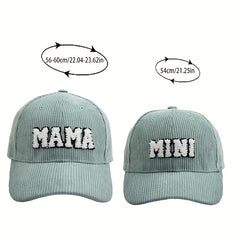 Parent Child Corduroy Baseball Cap Mama Mini Hat Embroidery
