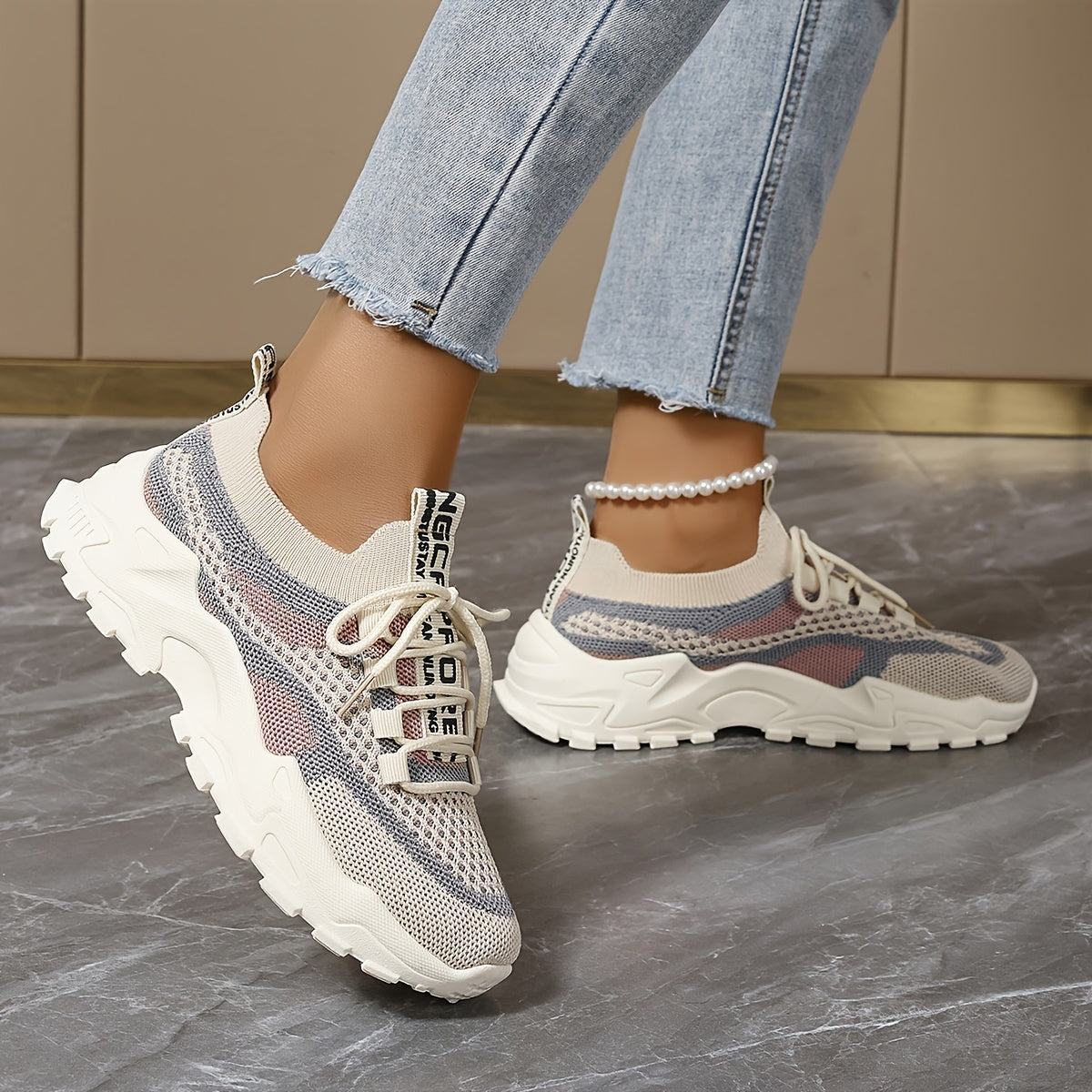 Women's Block Knit Platform Running Shoes