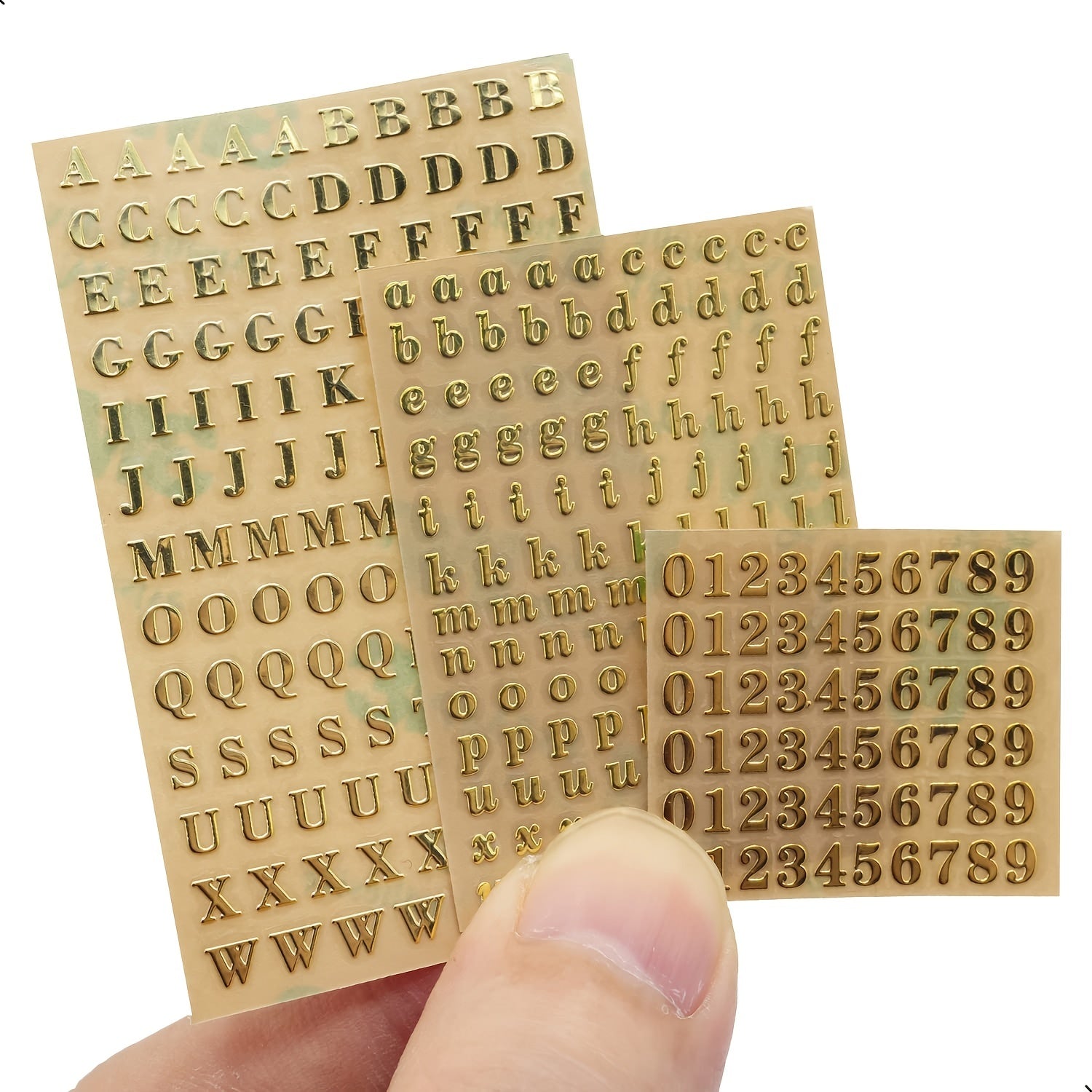 Glitter Alloy Alphabet Letters & Numbers Stickers - 6 Sheets
