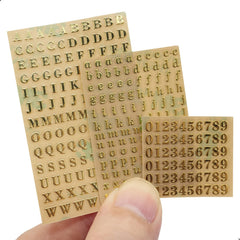 Glitter Alloy Alphabet Letters & Numbers Stickers - 6 Sheets