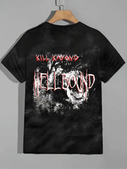 ''HELL BOUND'' Pattern Print Men's Short Sleeve Comfy T shirt Graphic Tee