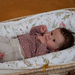 48cm Waterproof Vinyl Reborn Doll Rooted Hair Purple Polka Dot Onesie Bei