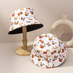 Puppy Print Family Bucket Hat Cartoon Dog Reversible Basin Hat