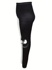 Colorblock Graphic Print Leggings Stretch Skinny Leggings