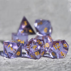 Purple Translucent Glass Gems Dice Set