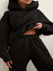 Women's Solid Hoodie & Joggers 2 Piece Set