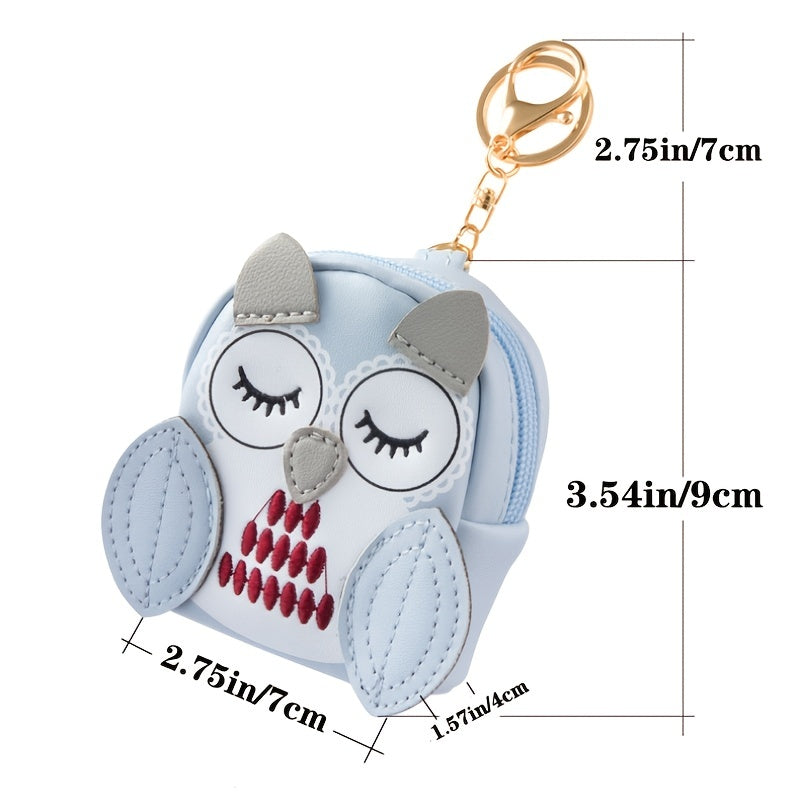 Mini Owl Coin Purse Zipper Faux Leather Storage Bag