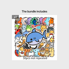 50pcs Cartoon Animal Waterproof Doodle Stickers