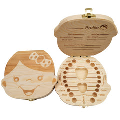 Wooden Baby Tooth Storage Box Teeth Organizer Gift Keepsakes