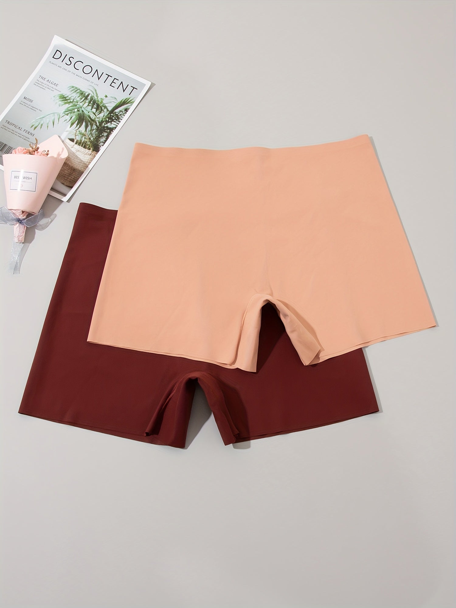 2pcs Solid Boyshort Panties Soft Stretch Women's Lingerie & Underwear
