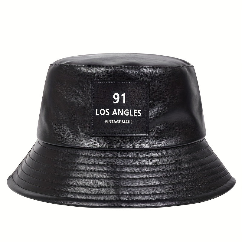 Men's LOS ANGLES PU Leather Bucket Hat