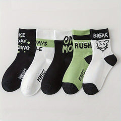 5 Pairs Kids Cotton Sports Socks for Boys Breathable Deodorant Short Socks