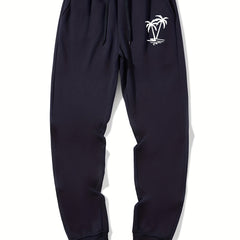 Palm Tree Pattern Casual Stretch Joggers Men's Sweatpants