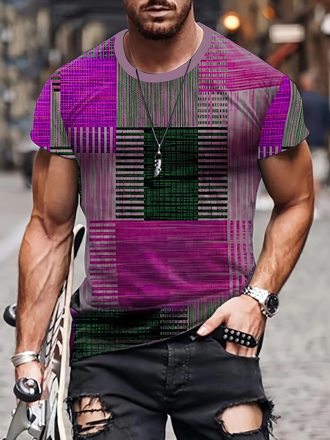 Men's Vintage Style Printed Sports T shirt