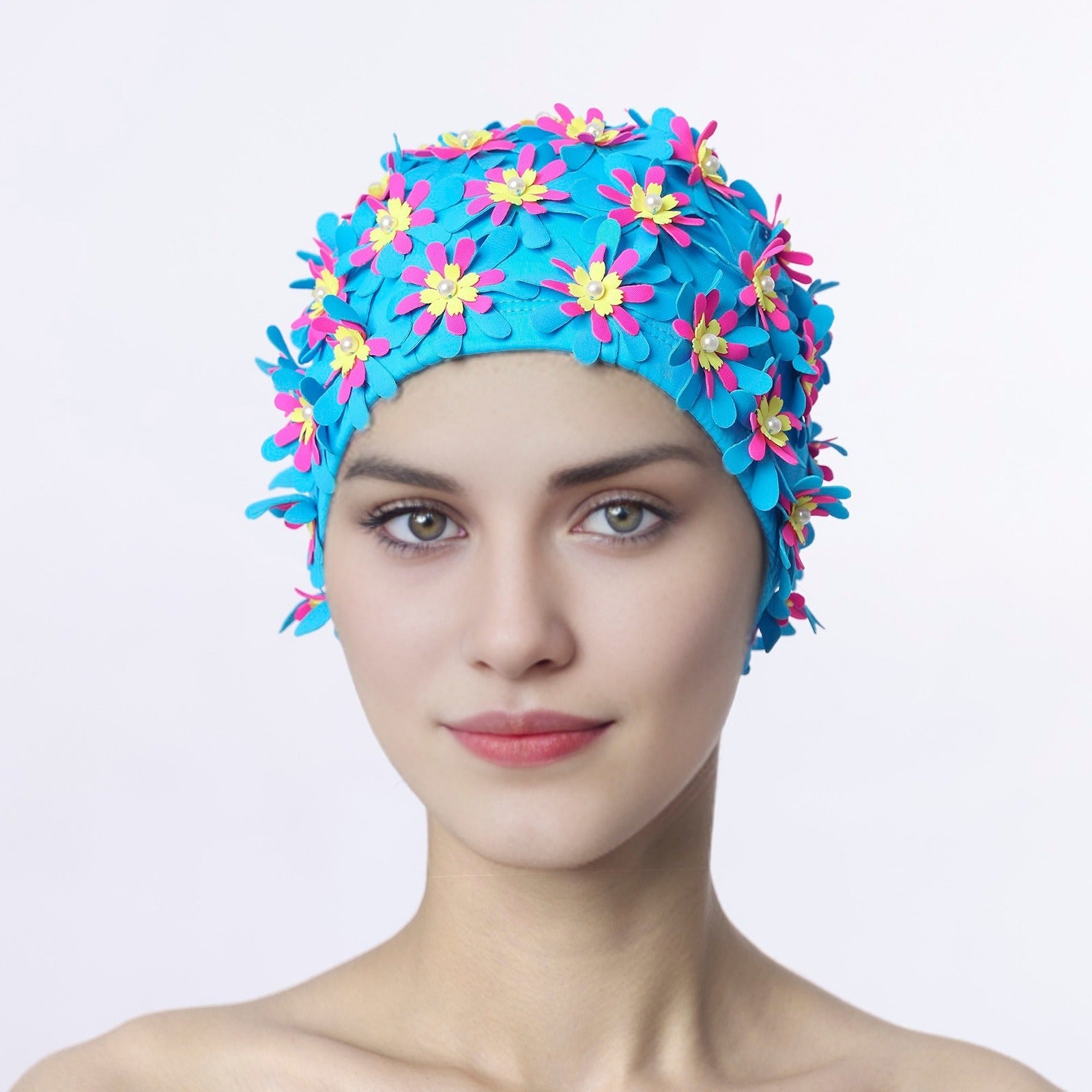 Floral Petal Swim Cap for Women Lightweight Bathing Cap