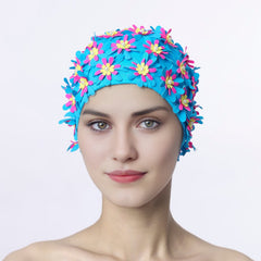 Floral Petal Swim Cap for Women Lightweight Bathing Cap