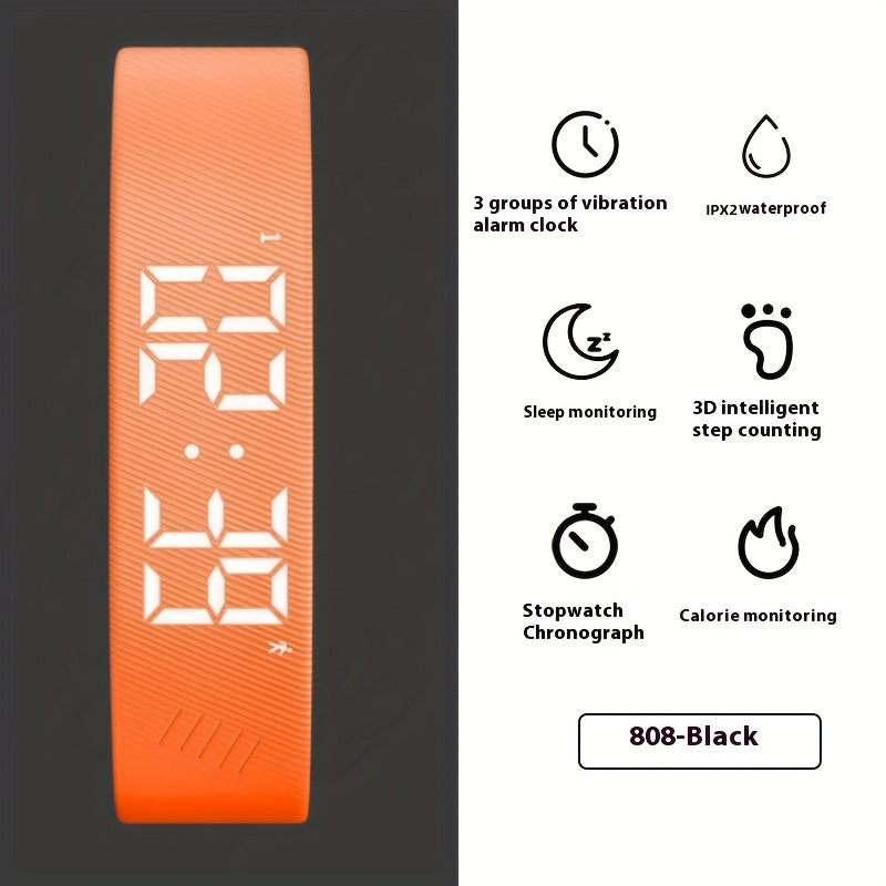 Outdoor Sport Electronic Watch USB Direct Plug-In Silicone Strap Alarm Vibration