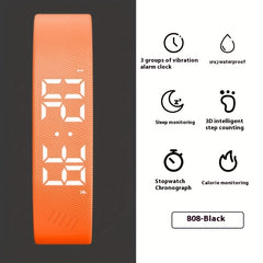 Outdoor Sport Electronic Watch USB Direct Plug-In Silicone Strap Alarm Vibration
